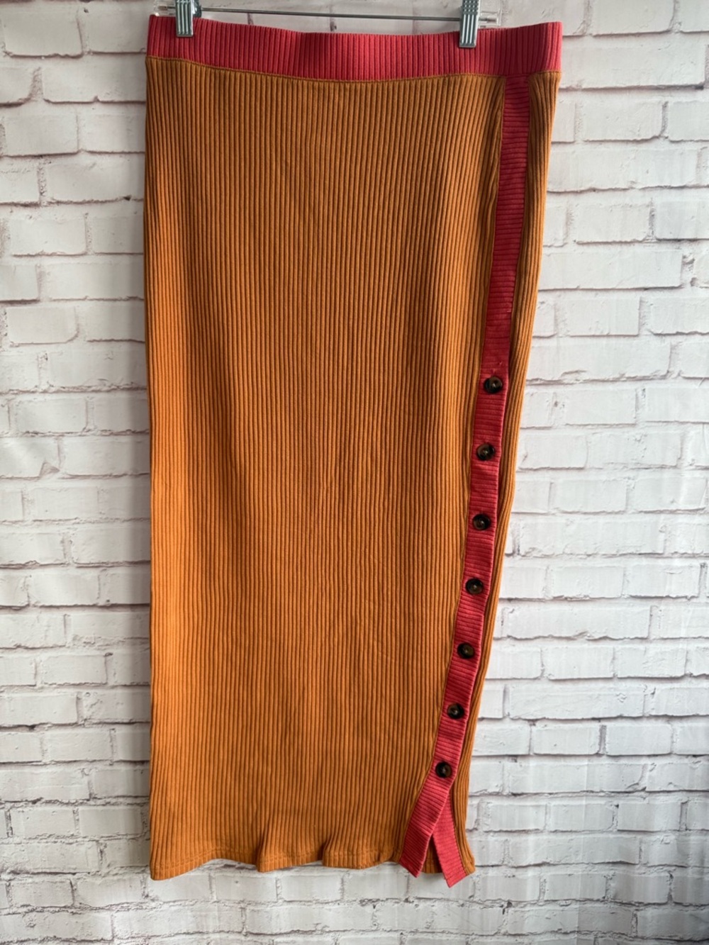 Target Orange Skirt with‎ Pink Side Button Trim